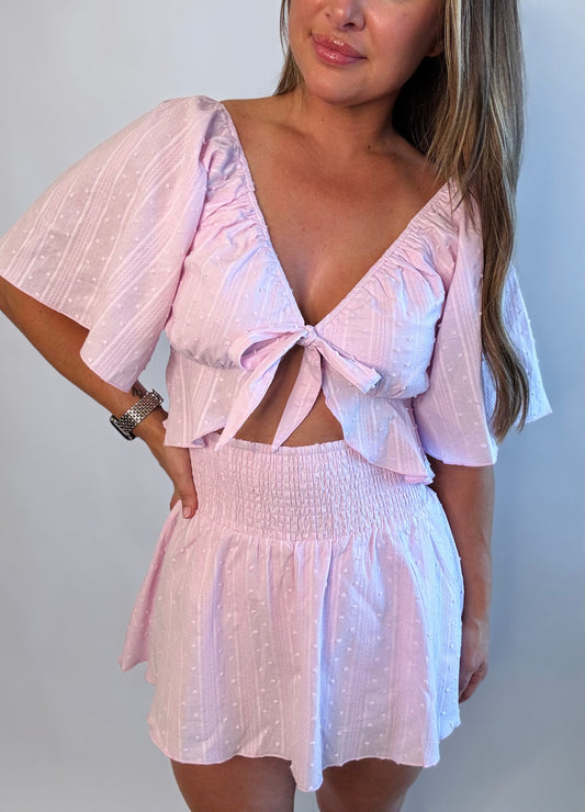 Flared Tie Top Skirt Set