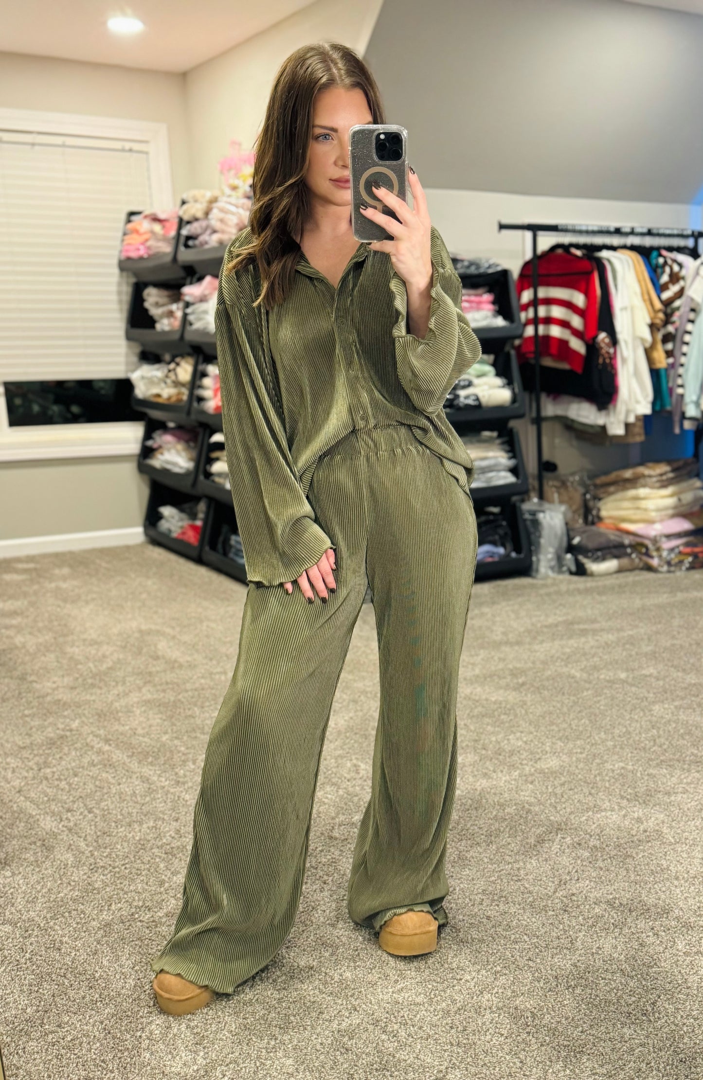 Pleated Olive Set