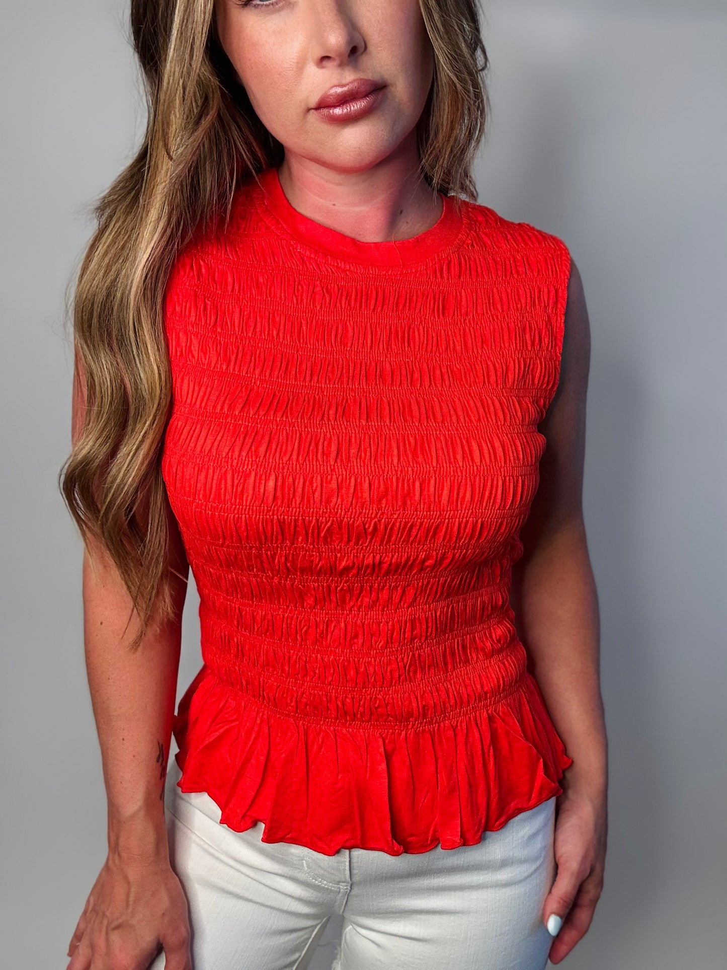 Smocked Ruffle Tank
