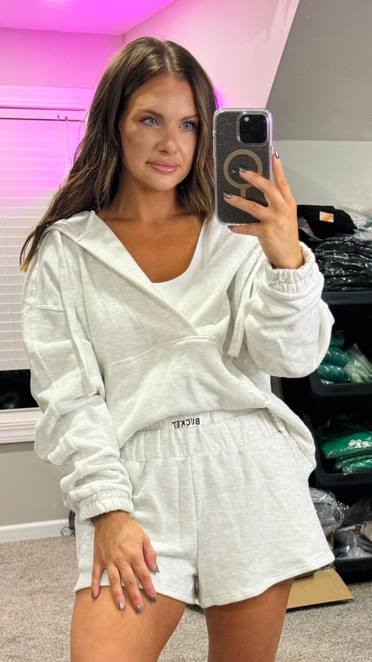 Oversized Drawstring Terry Hoodie