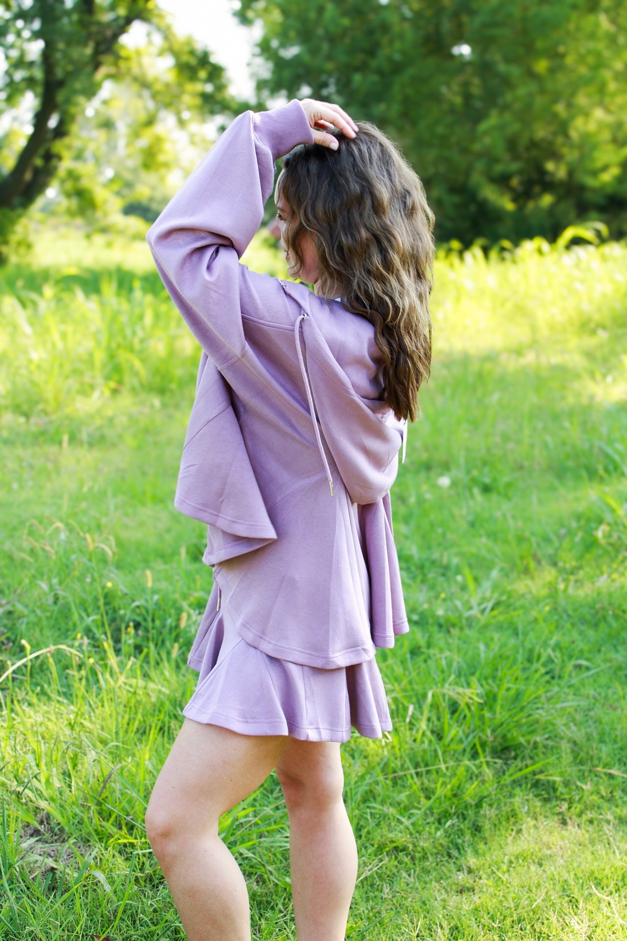 Mauve Pleated Athleisure Set