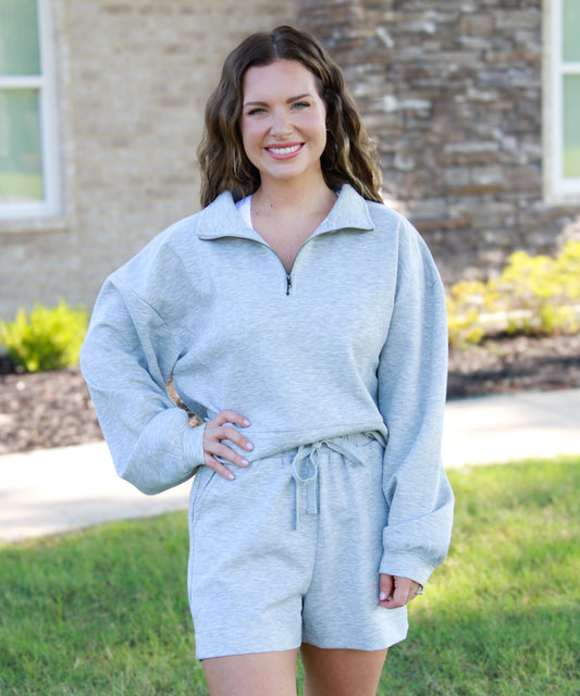 Heather Quarter Zip Set