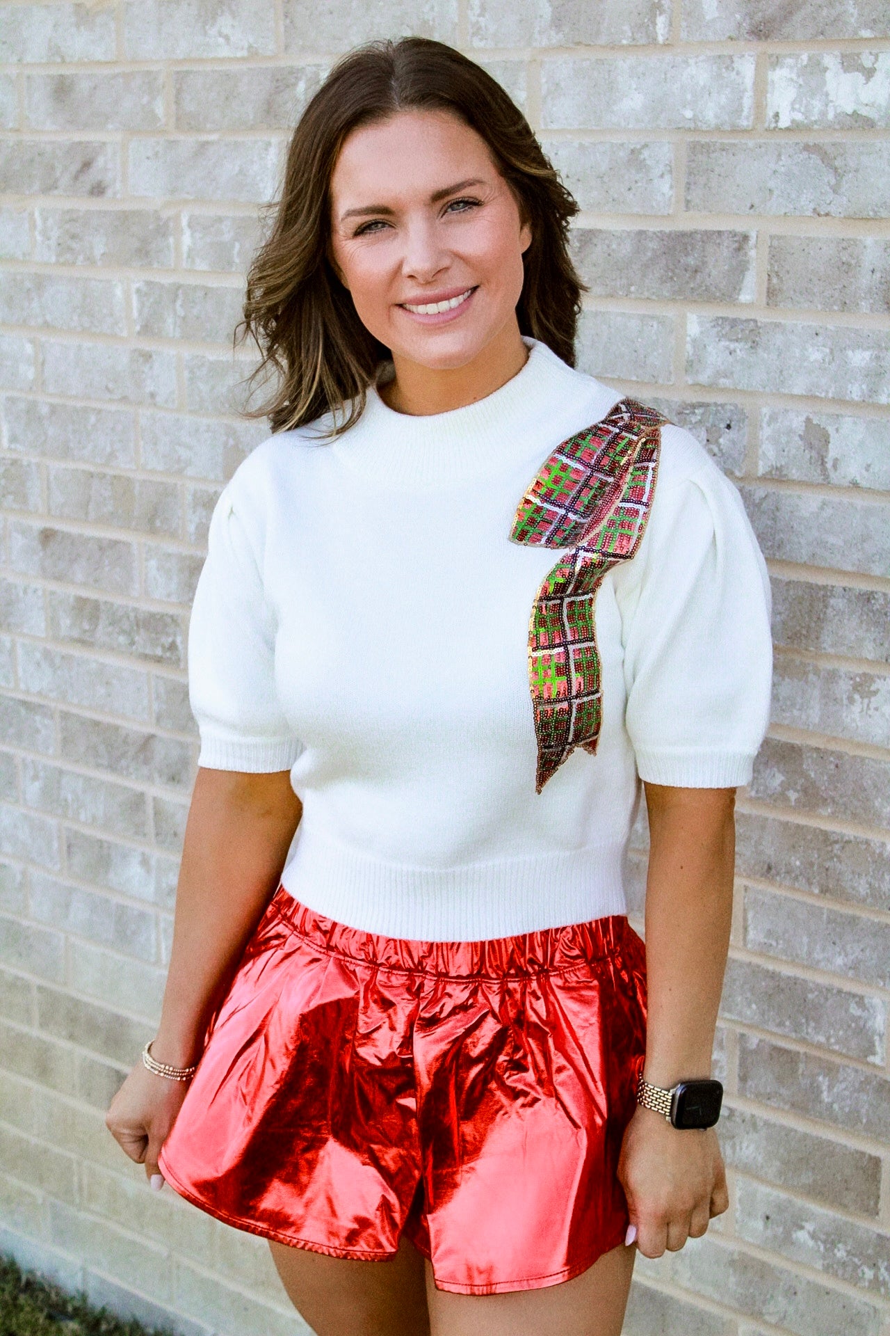 Plaid Christmas Bow Sweater