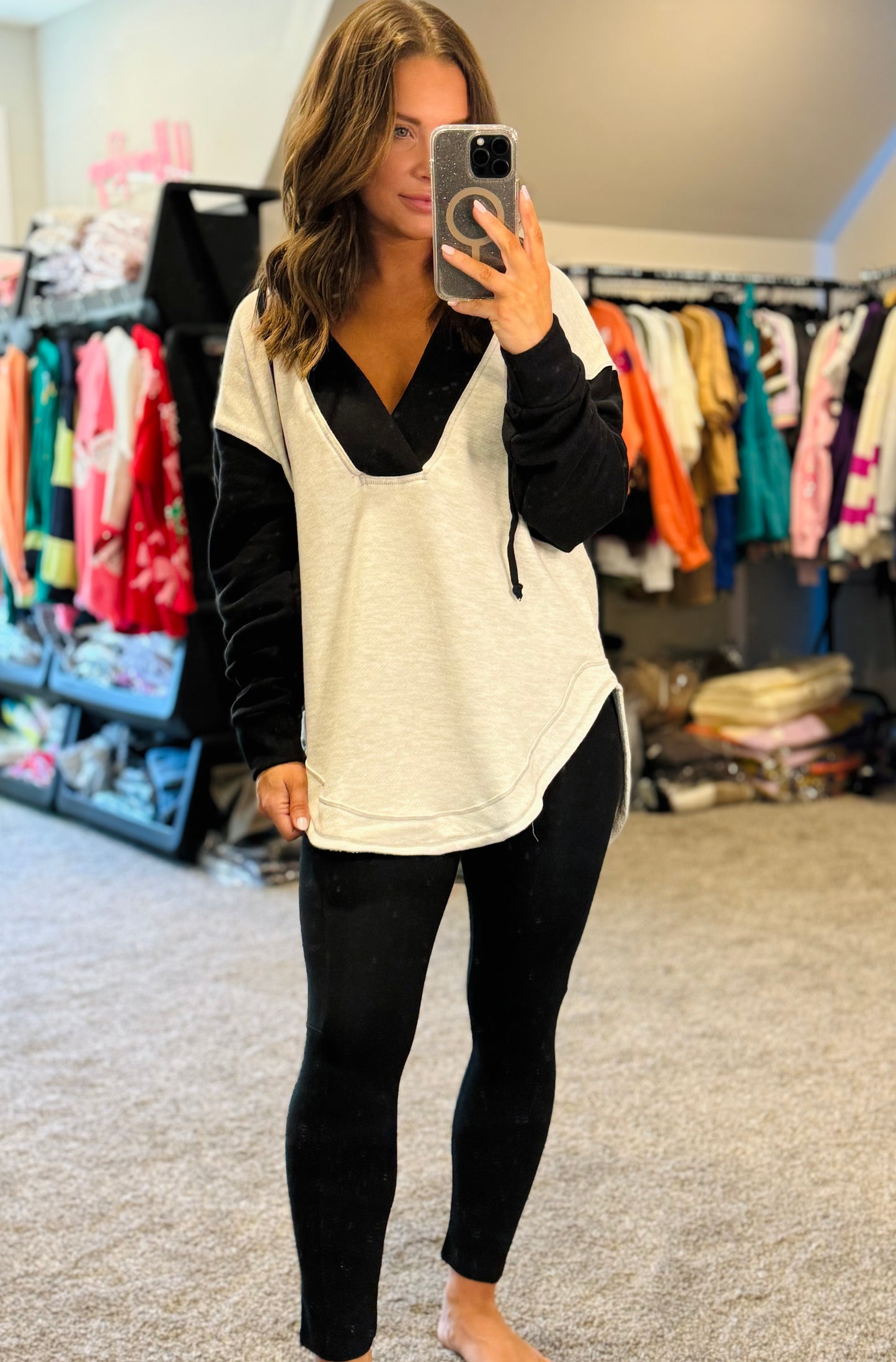 Rounded Deep V Hoodie