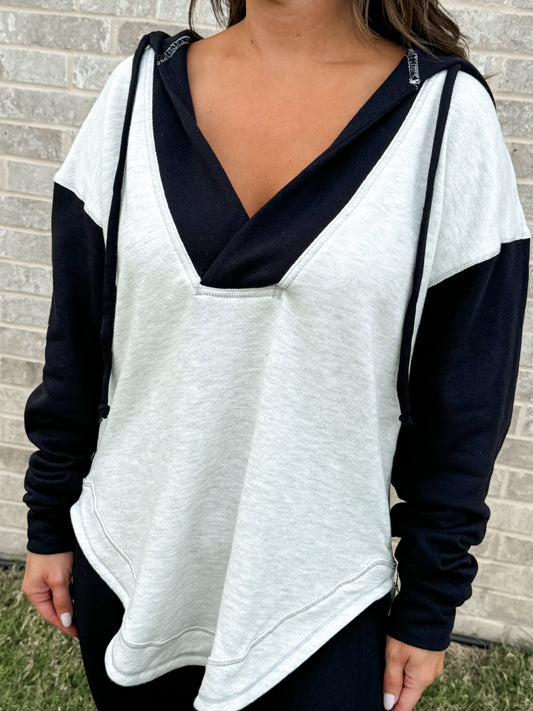 Rounded Deep V Hoodie