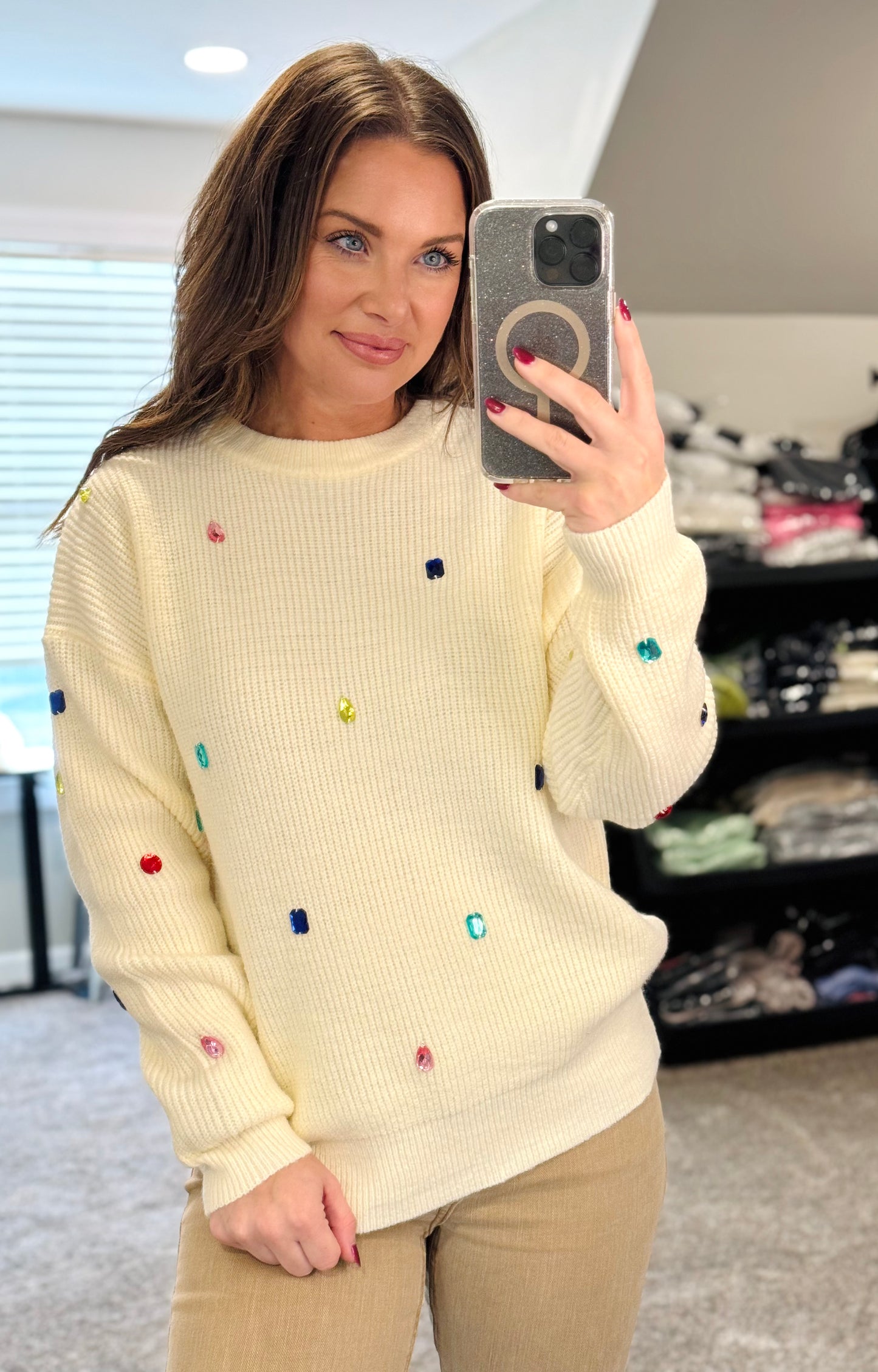 Bejeweled Sweater Top