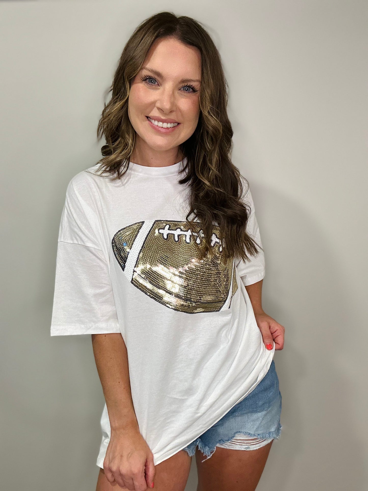 Football Sequin Patch Tee